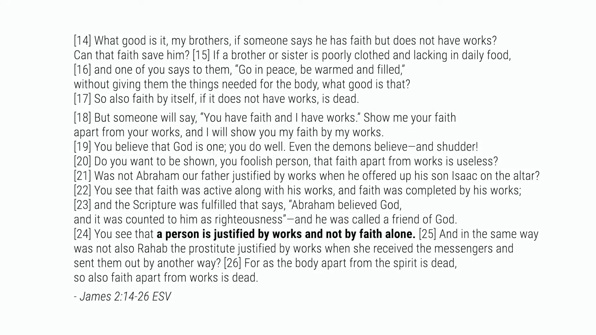 Call to live justified by faith and works